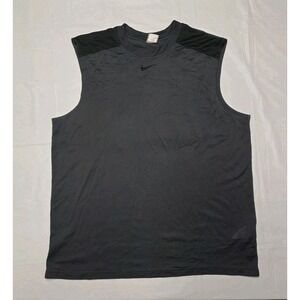 Vtg Nike Y2K Tank Top XXL Gray Black Sleeveless Mesh Center Swoosh Basketball